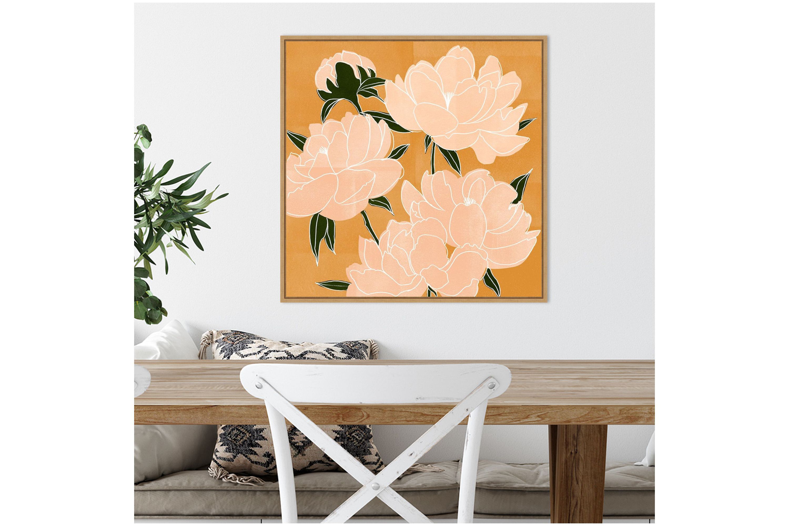 Modern Peonies I Framed Canvas Wall Art Print