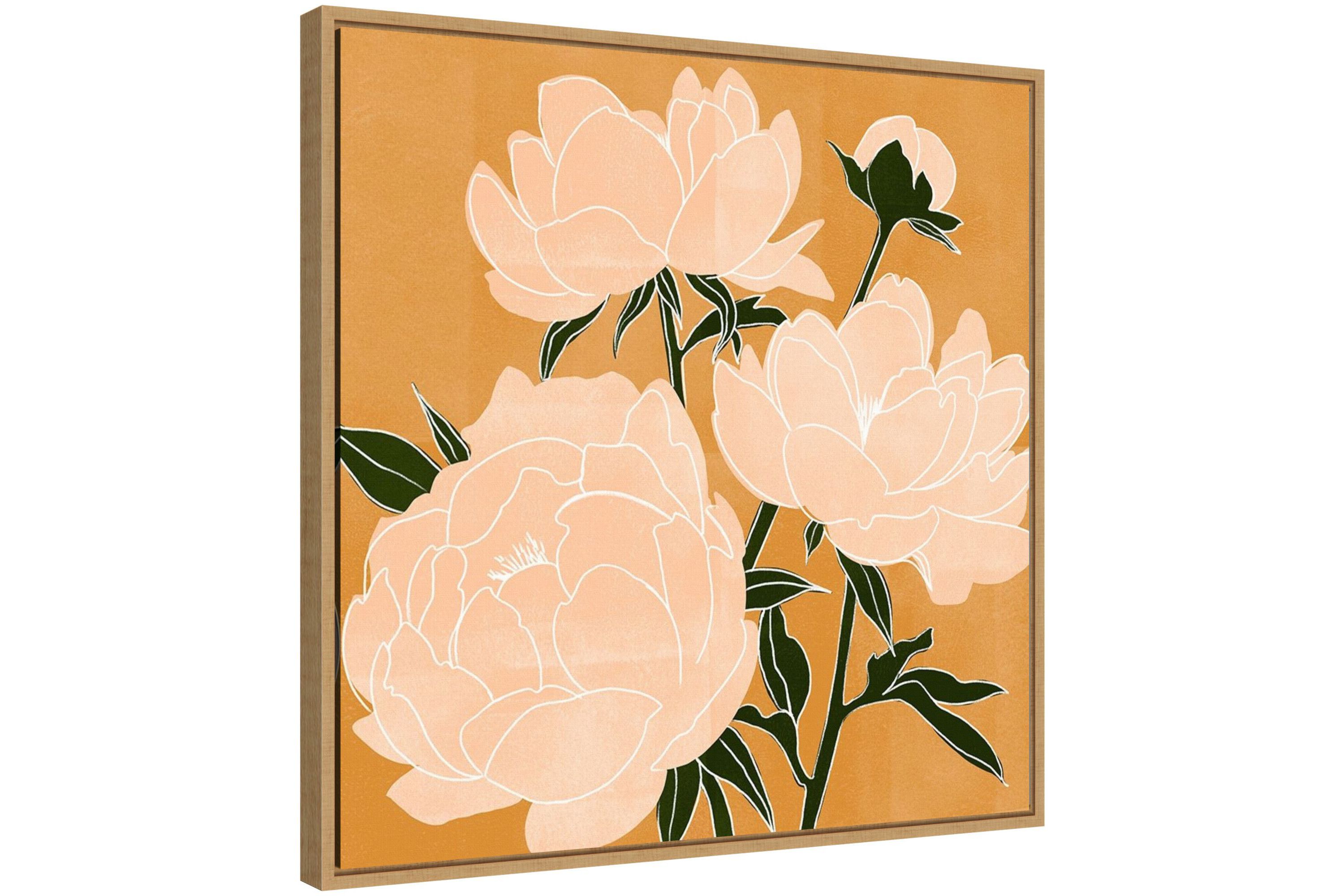 Modern Peonies II Framed Canvas Wall Art Print
