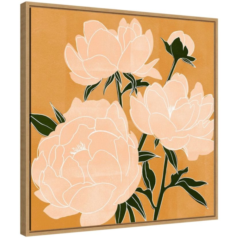Modern Peonies II Framed Canvas Wall Art Print