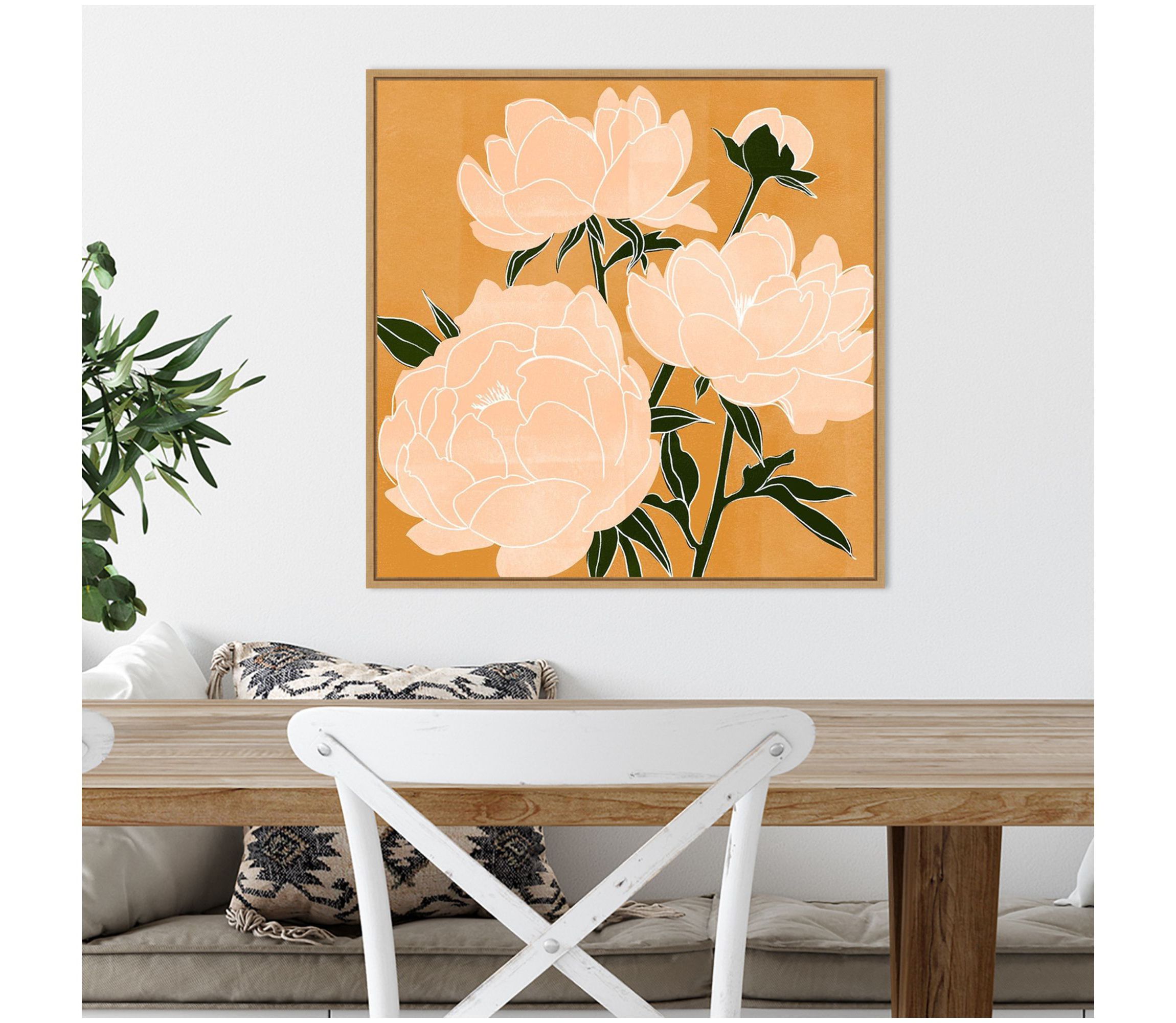 Modern Peonies II Framed Canvas Wall Art Print
