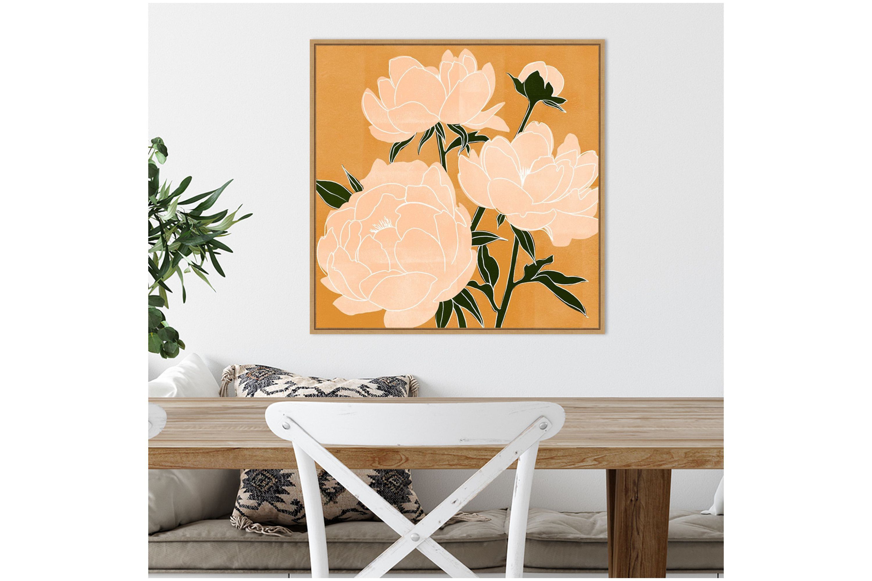 Modern Peonies II Framed Canvas Wall Art Print