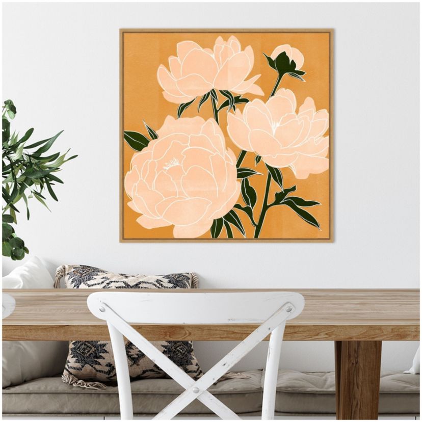 Modern Peonies II Framed Canvas Wall Art Print