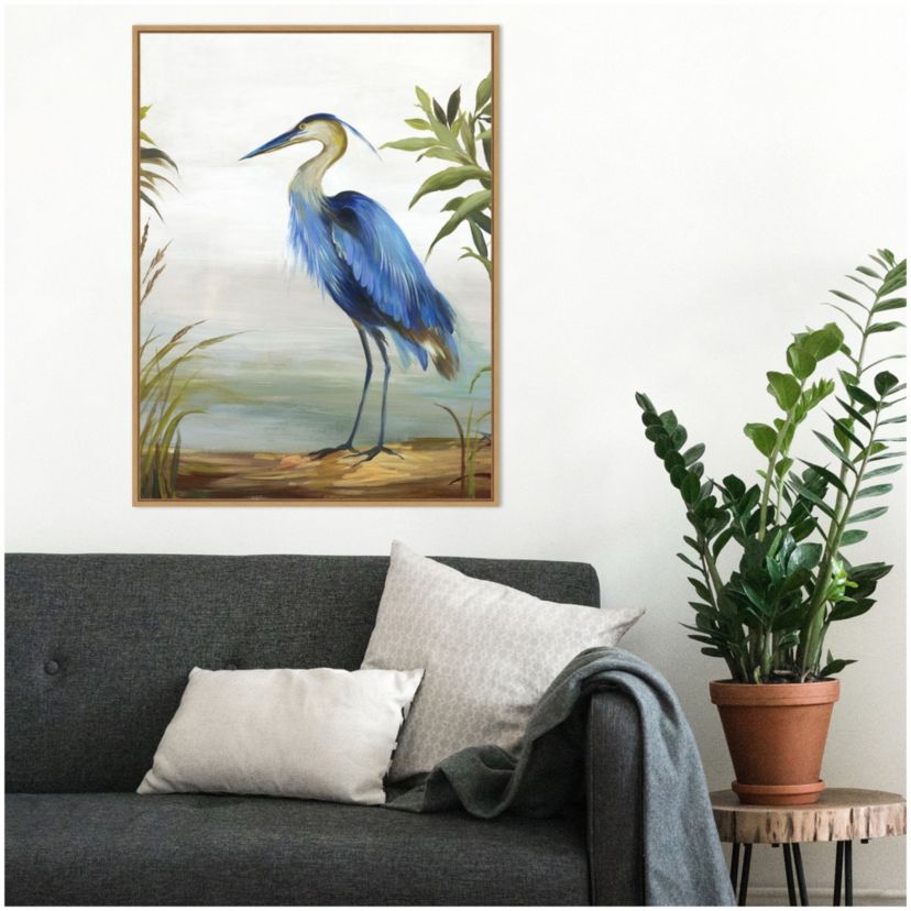Blue Heron Framed Canvas Wall Art Print