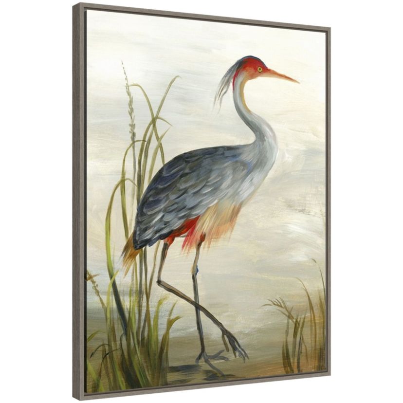 Grey Heron Framed Canvas Wall Art Print