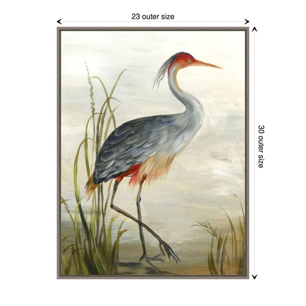 Grey Heron Framed Canvas Wall Art Print