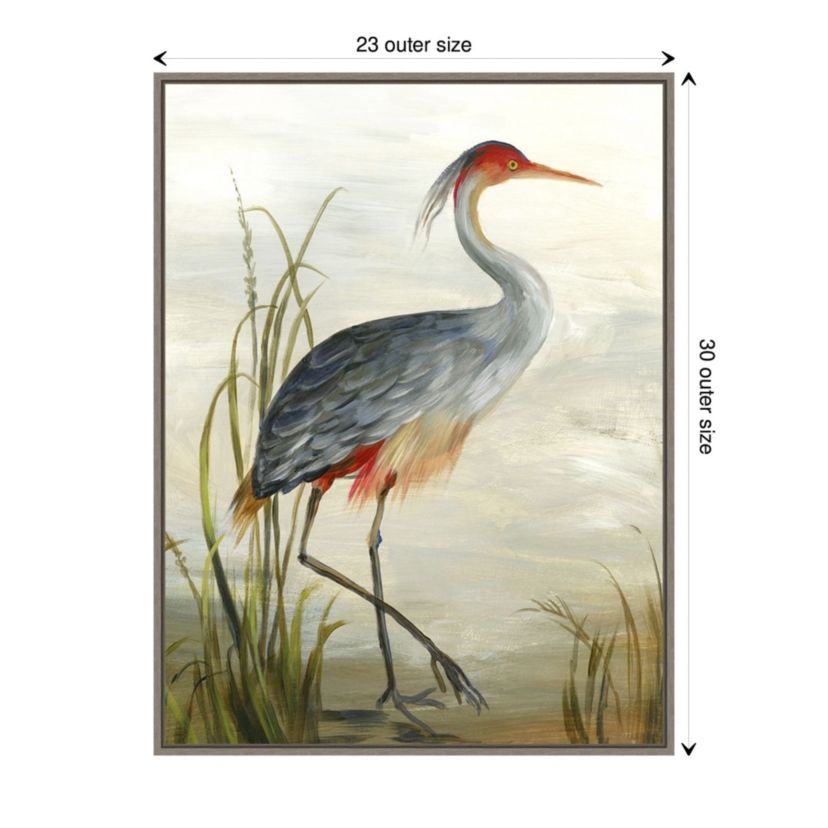 Grey Heron Framed Canvas Wall Art Print
