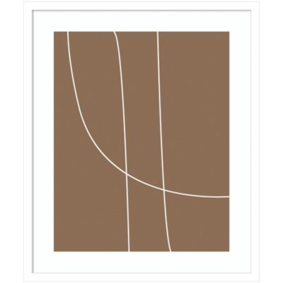 Amanti Art Modern Line Abstract 1 Mushroom Brown by The Creative Bunch Studio Wood Framed Wall Art Print, White, Small