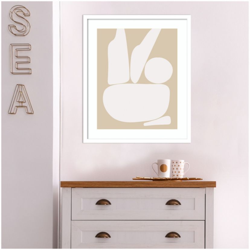 Zen Rock Garden Neutral by The Creative Bunch Studio Wood Framed Wall Art Print