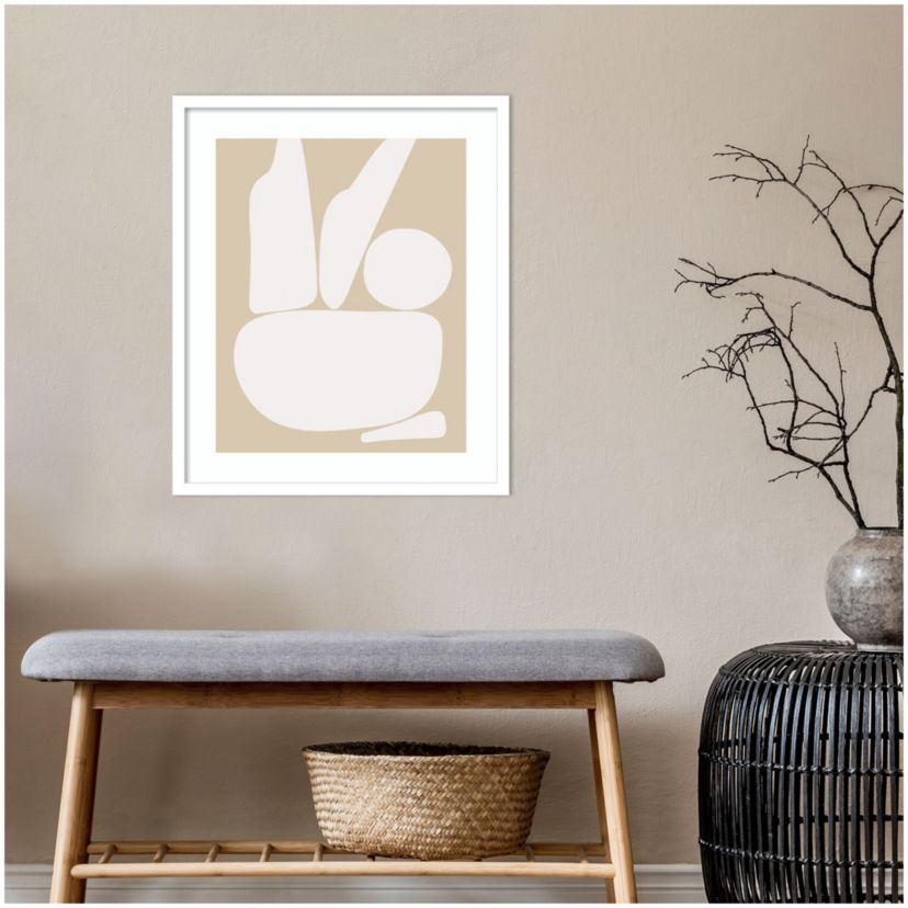 Zen Rock Garden Neutral by The Creative Bunch Studio Wood Framed Wall Art Print
