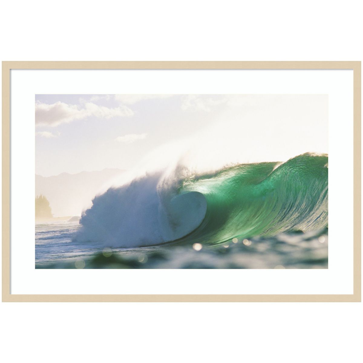 Hawaiian Green Wave At Pipeline by Design Pics Danita Delimont Wood Framed Wall Art Print