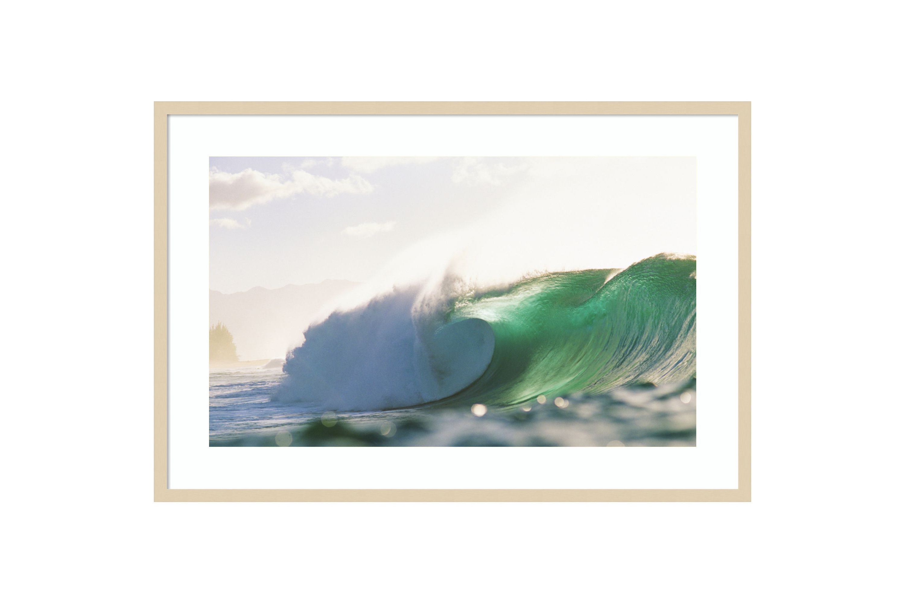 Hawaiian Green Wave At Pipeline by Design Pics Danita Delimont Wood Framed Wall Art Print