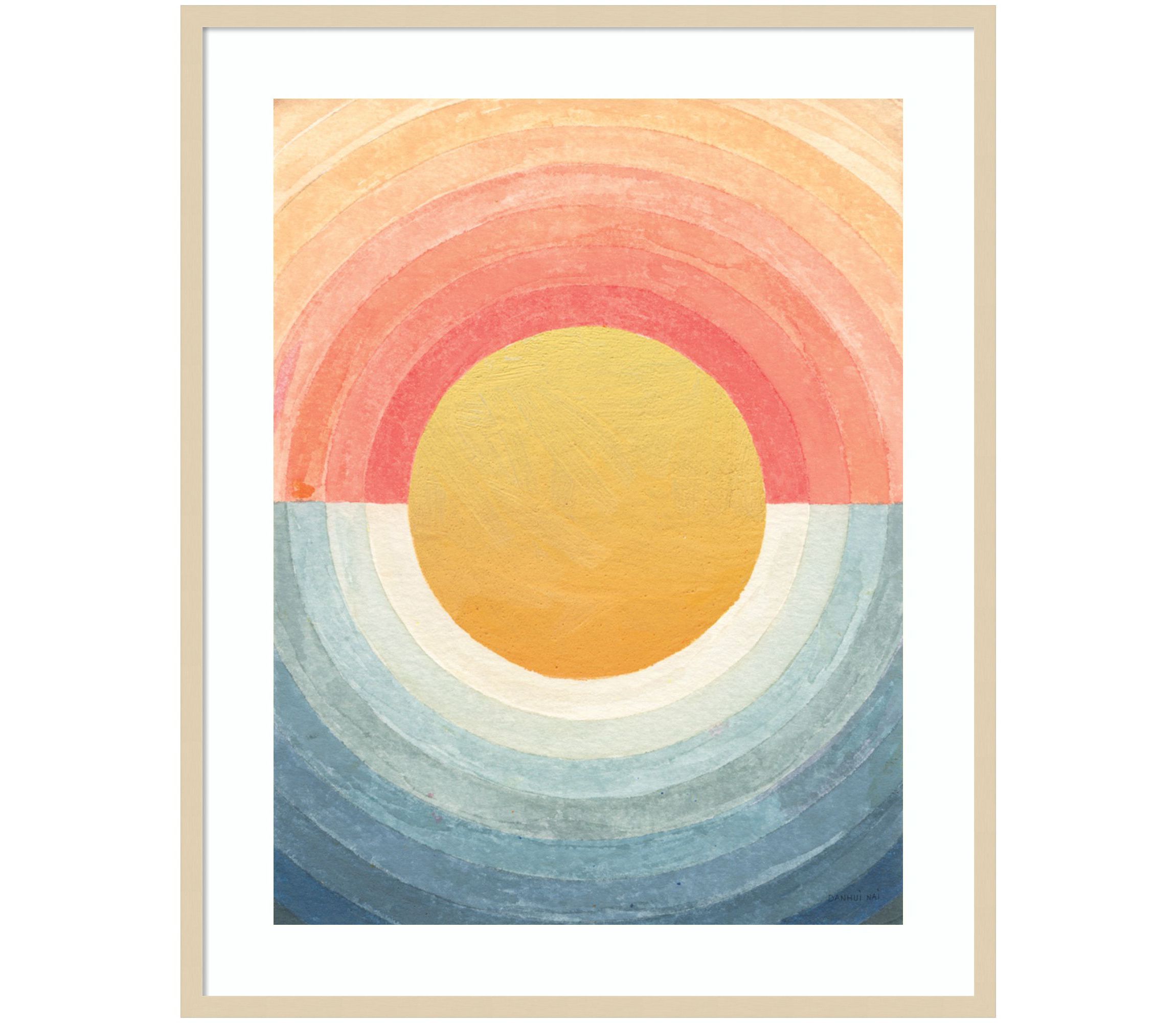 Retro Vibes Abstract Sun by Danhui Nai Wood Framed Wall Art Print