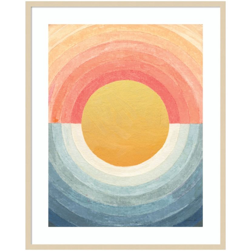Retro Vibes Abstract Sun by Danhui Nai Wood Framed Wall Art Print