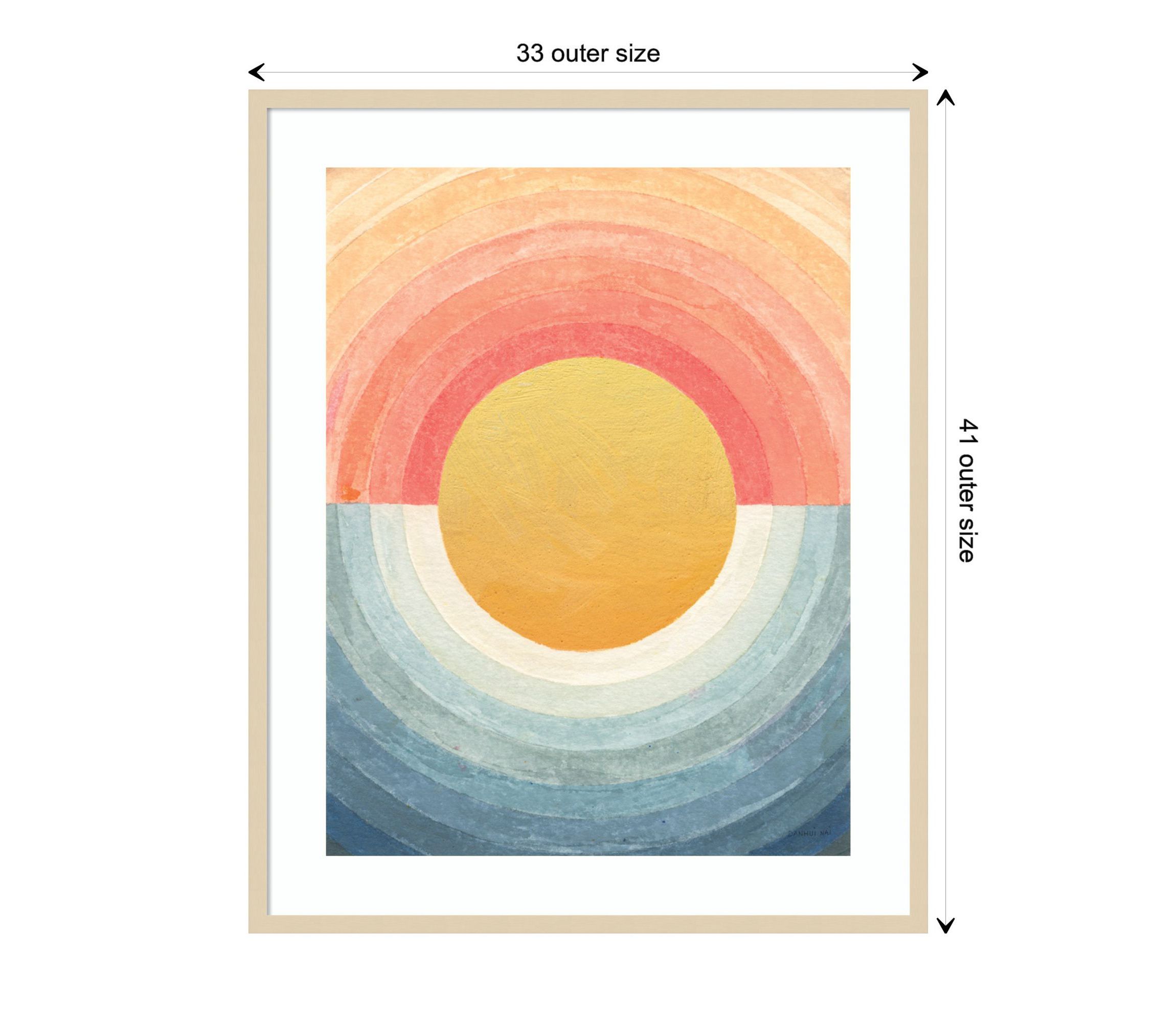 Retro Vibes Abstract Sun by Danhui Nai Wood Framed Wall Art Print
