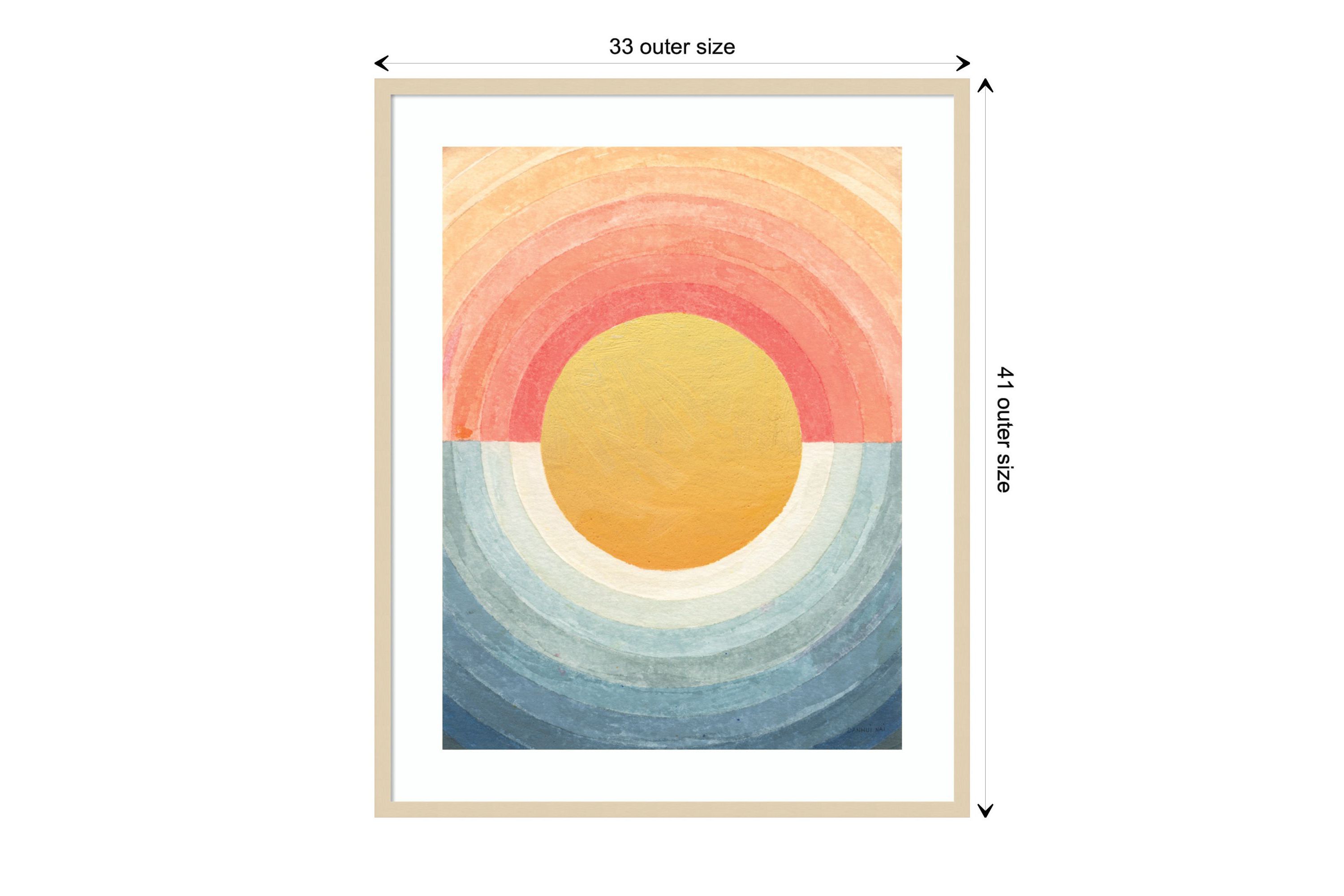 Retro Vibes Abstract Sun by Danhui Nai Wood Framed Wall Art Print