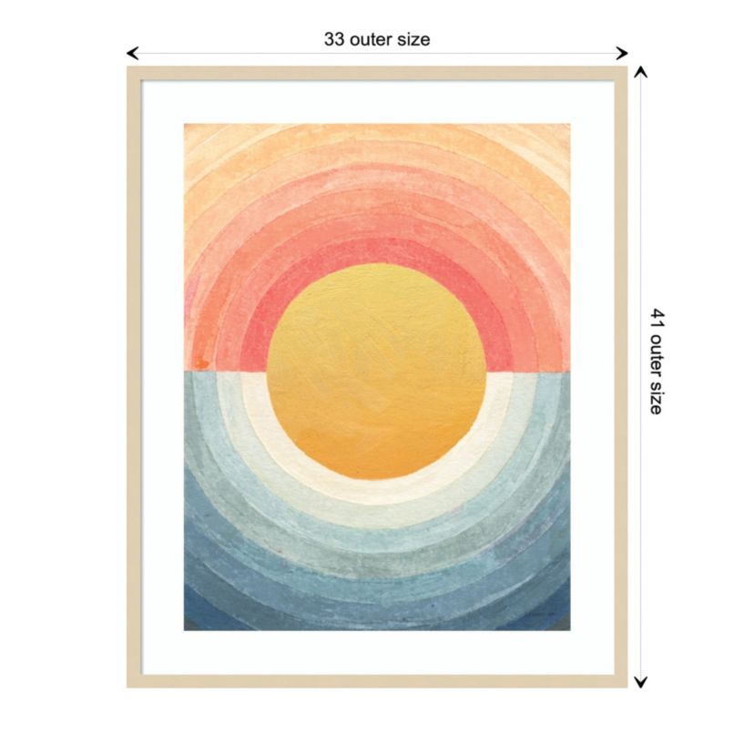 Retro Vibes Abstract Sun by Danhui Nai Wood Framed Wall Art Print