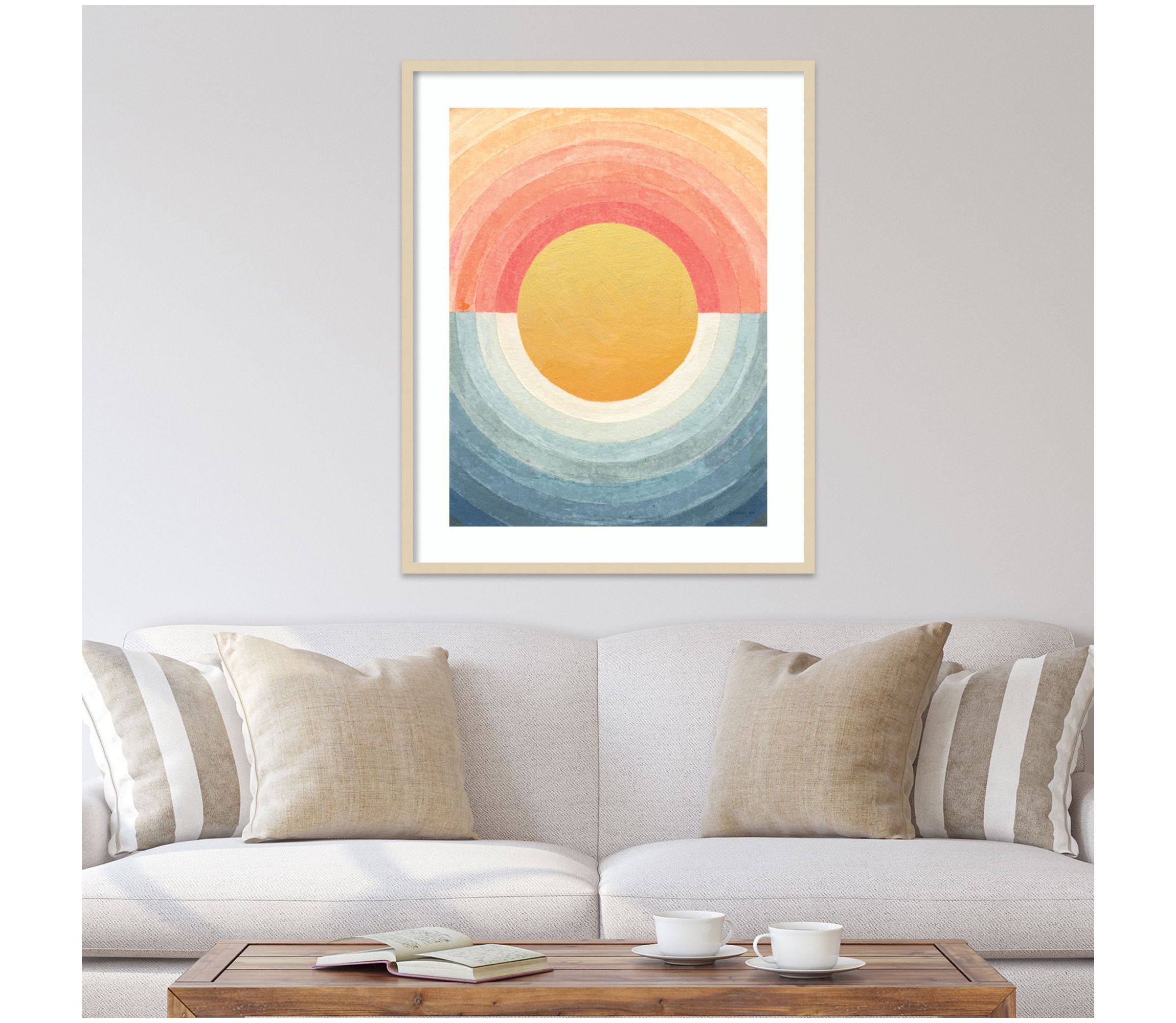 Retro Vibes Abstract Sun by Danhui Nai Wood Framed Wall Art Print