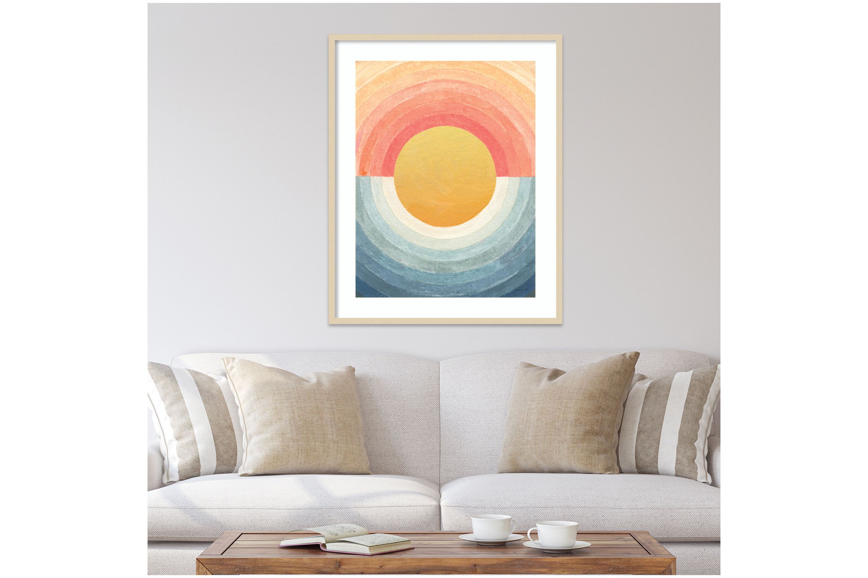 Retro Vibes Abstract Sun by Danhui Nai Wood Framed Wall Art Print
