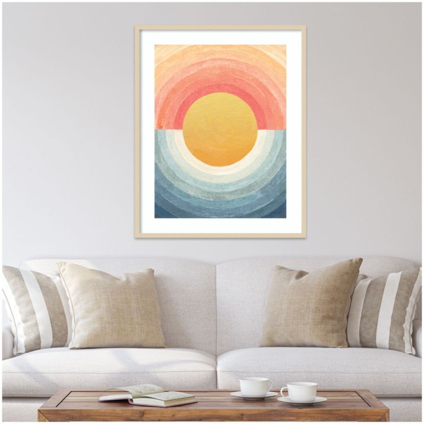 Retro Vibes Abstract Sun by Danhui Nai Wood Framed Wall Art Print