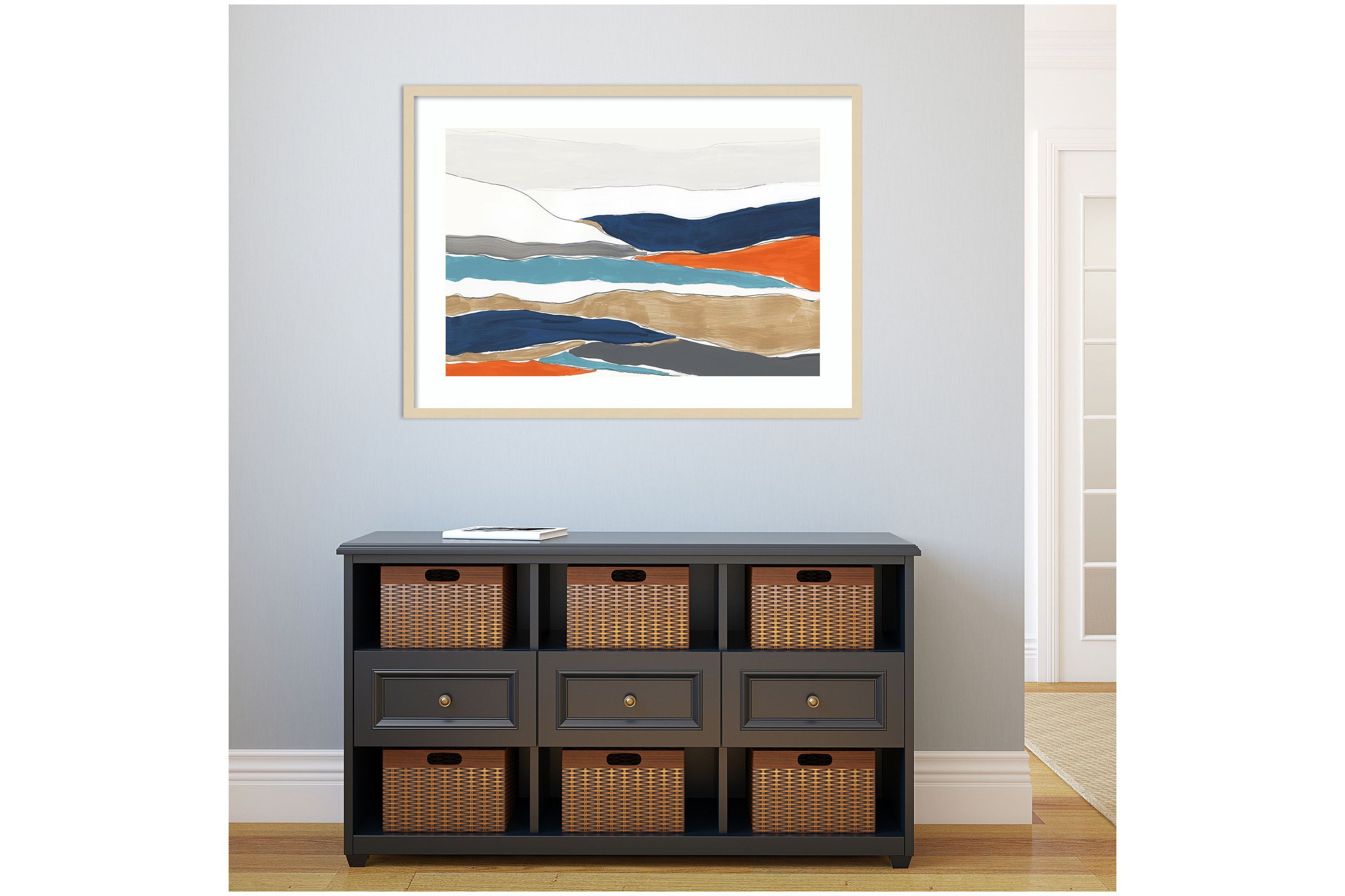 Orange Rolling Hills II by PI Studio Wood Framed Wall Art Print