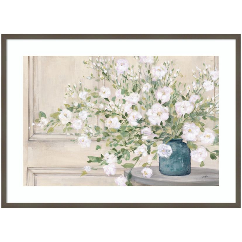 White Bouquet by Julia Purinton Wood Framed Wall Art Print