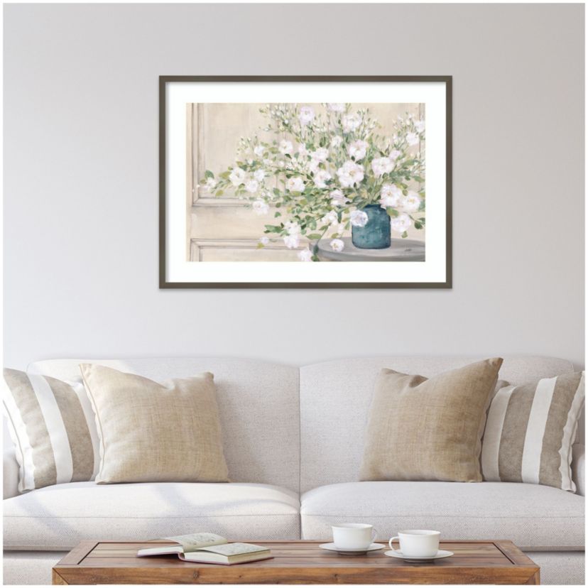 White Bouquet by Julia Purinton Wood Framed Wall Art Print