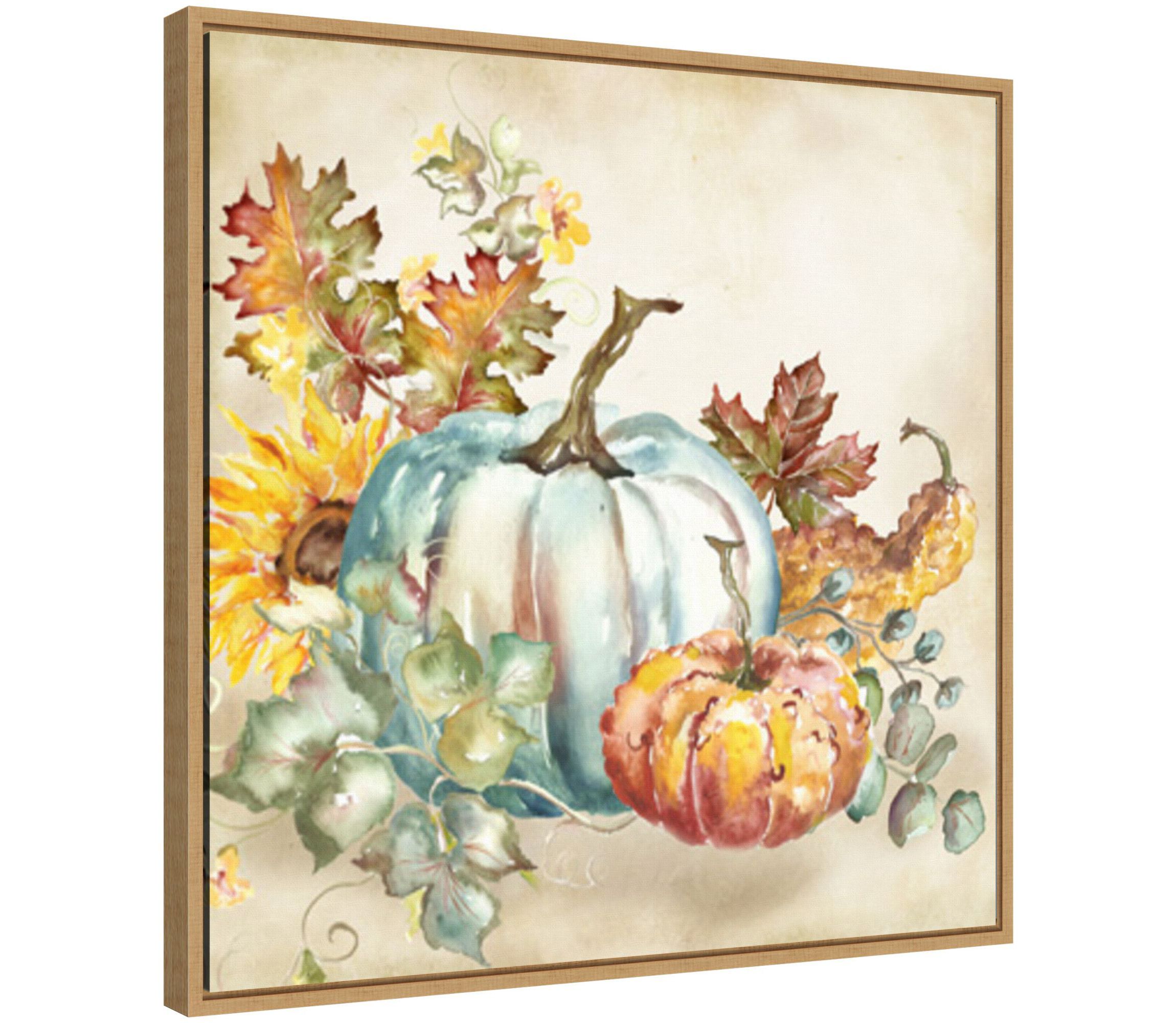 Watercolor Harvest Pumpkin III Framed Canvas Wall Art Print