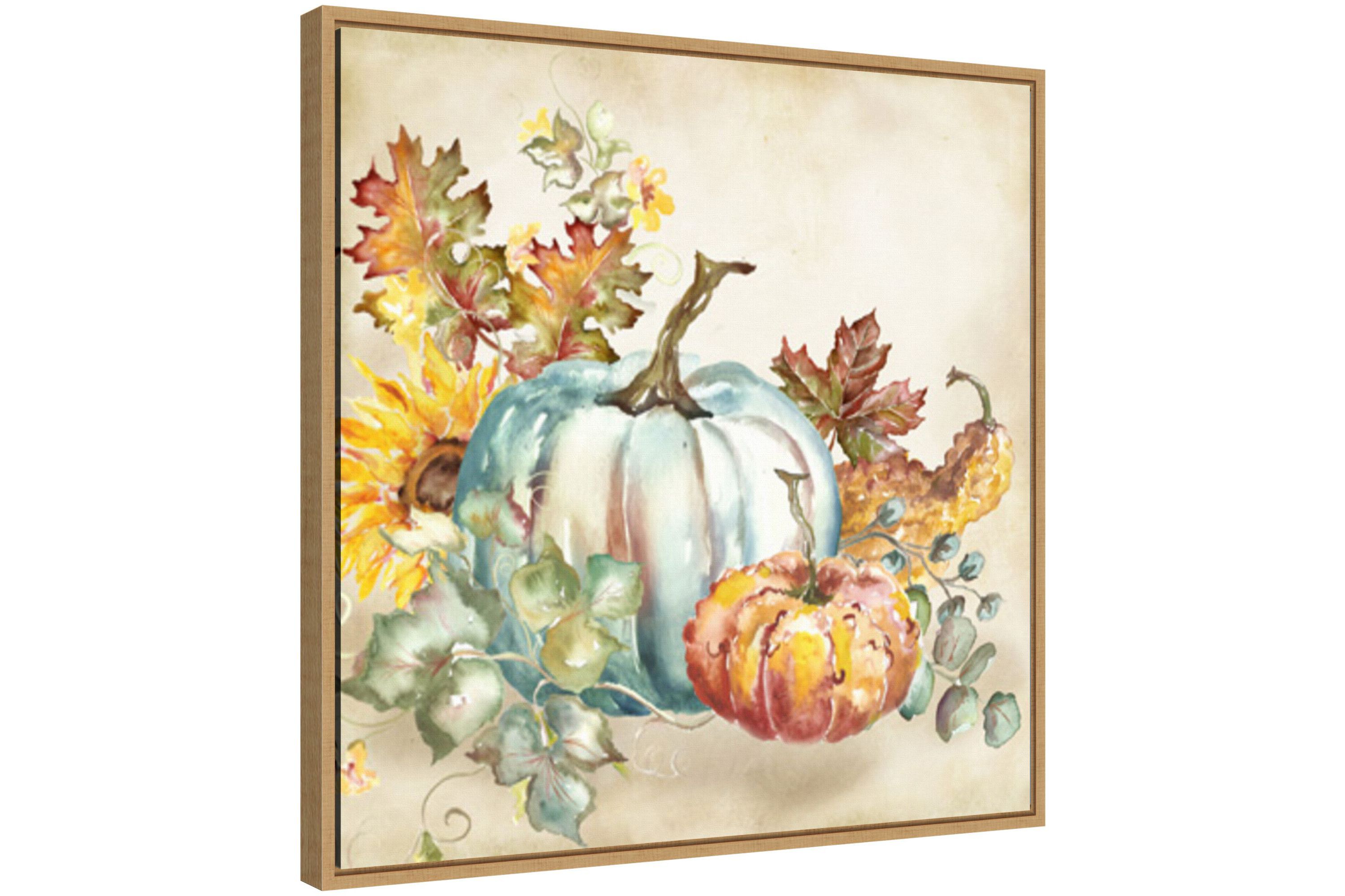 Watercolor Harvest Pumpkin III Framed Canvas Wall Art Print