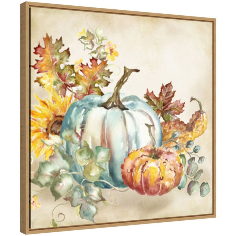 Watercolor Harvest Pumpkin III Framed Canvas Wall Art Print