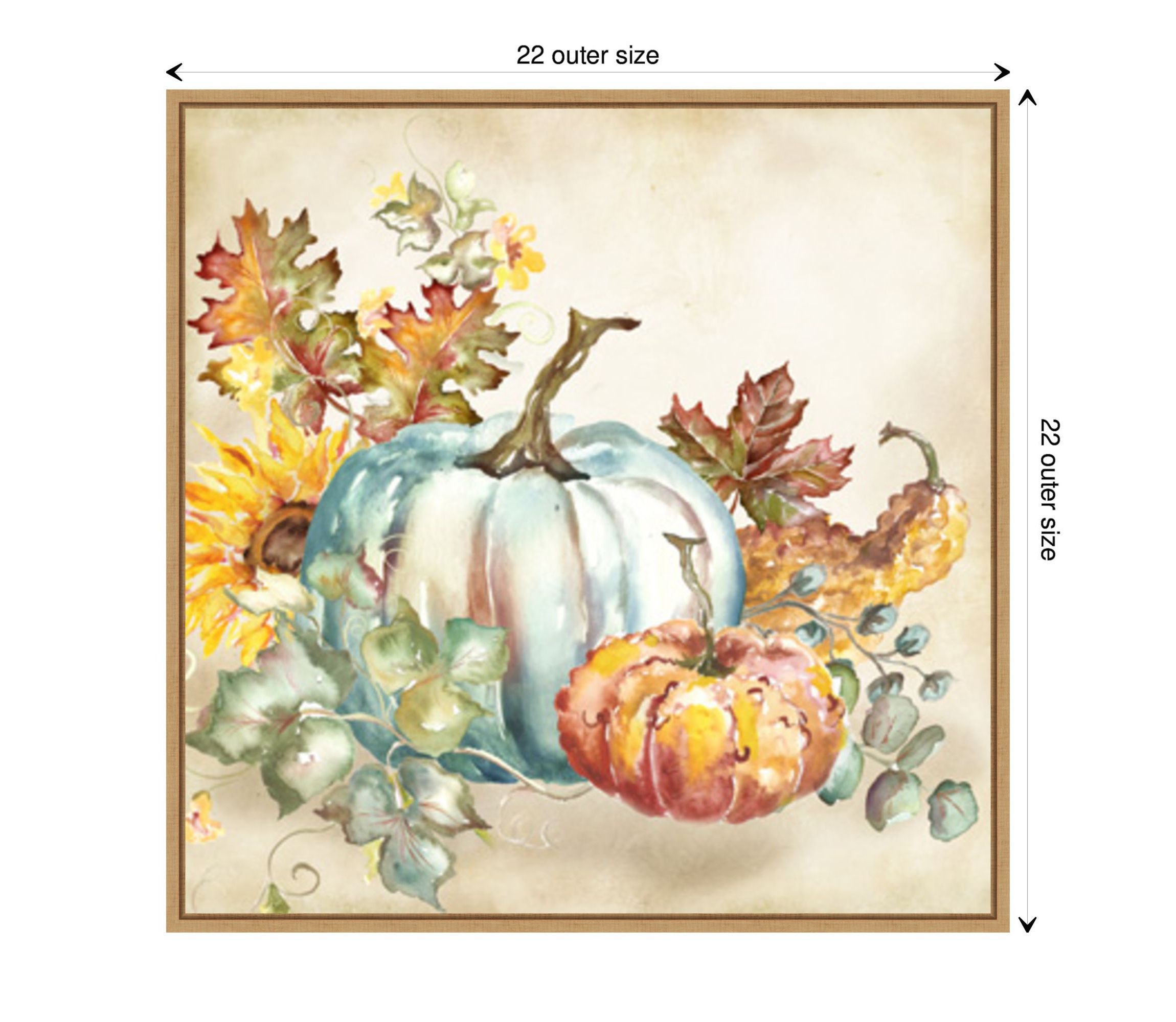 Watercolor Harvest Pumpkin III Framed Canvas Wall Art Print