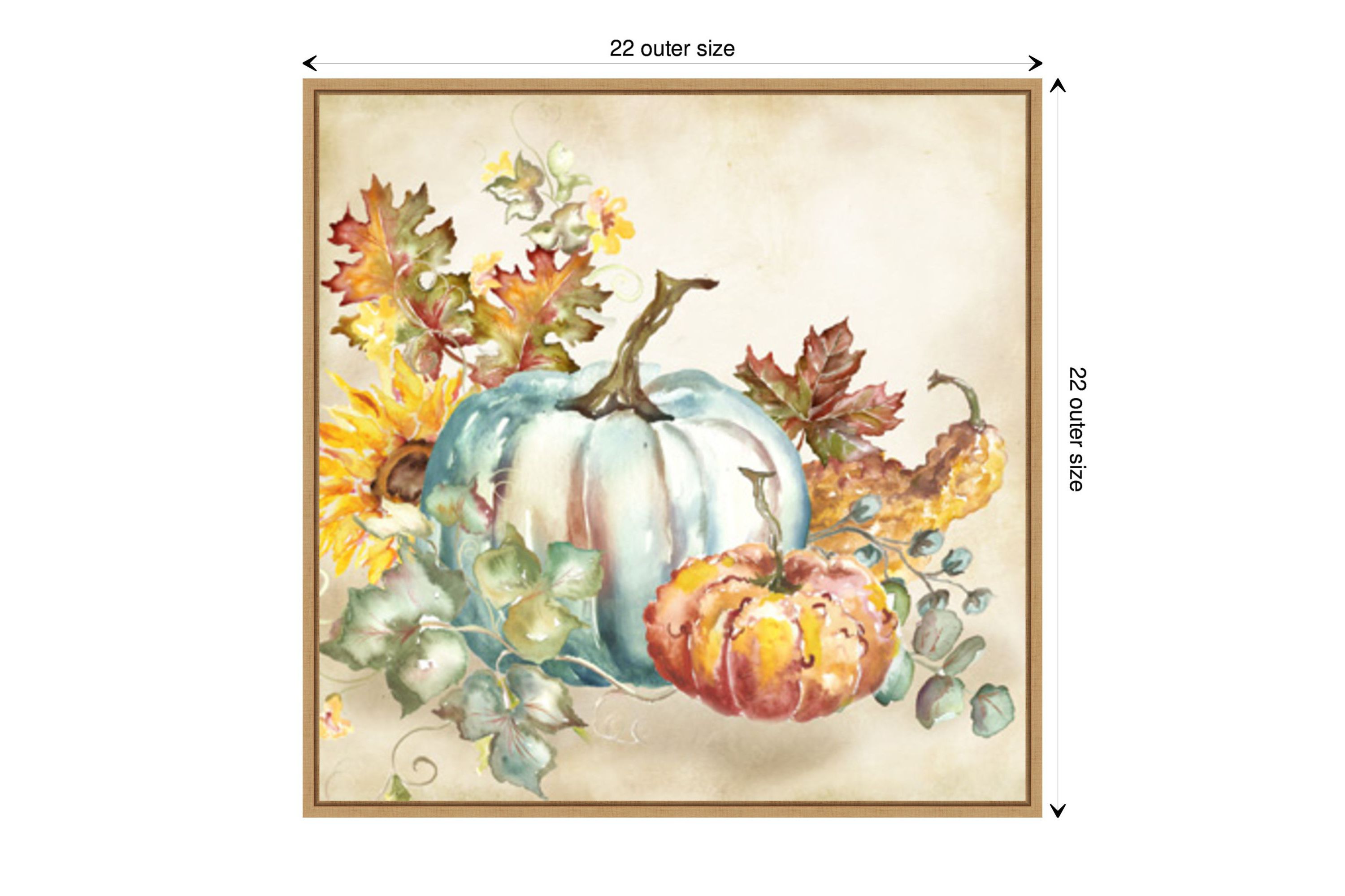 Watercolor Harvest Pumpkin III Framed Canvas Wall Art Print