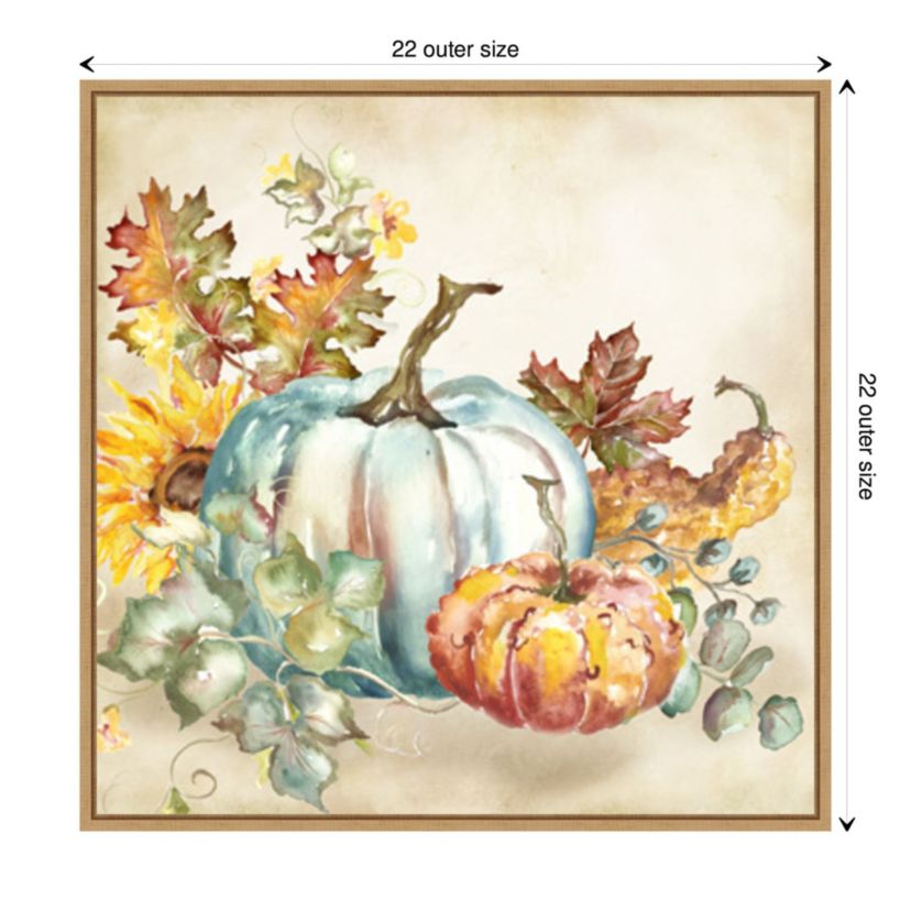 Watercolor Harvest Pumpkin III Framed Canvas Wall Art Print