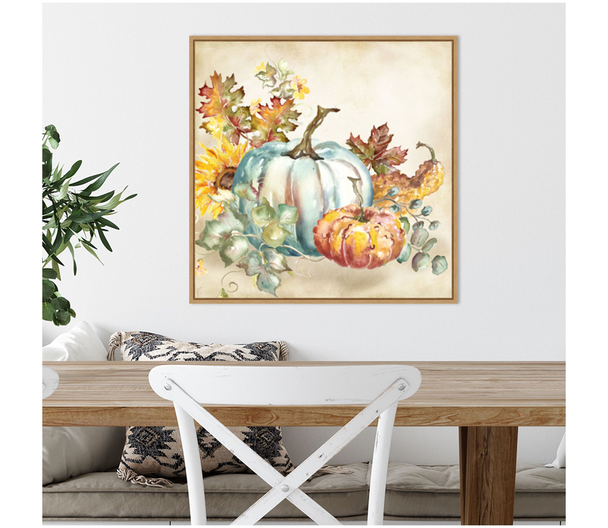 Watercolor Harvest Pumpkin III Framed Canvas Wall Art Print