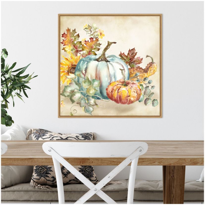 Watercolor Harvest Pumpkin III Framed Canvas Wall Art Print