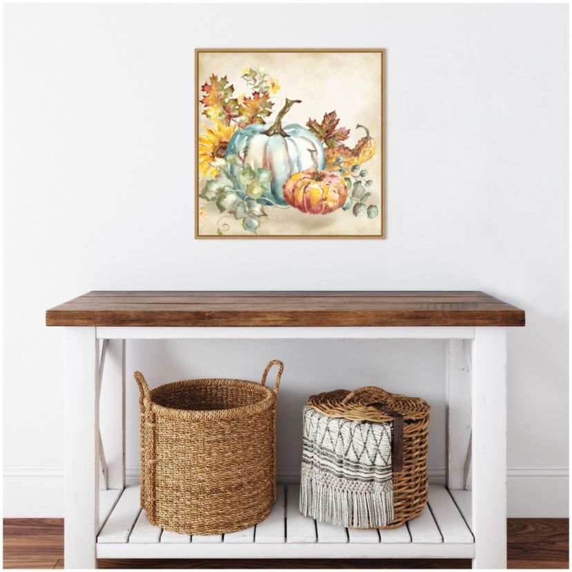 Watercolor Harvest Pumpkin III Framed Canvas Wall Art Print