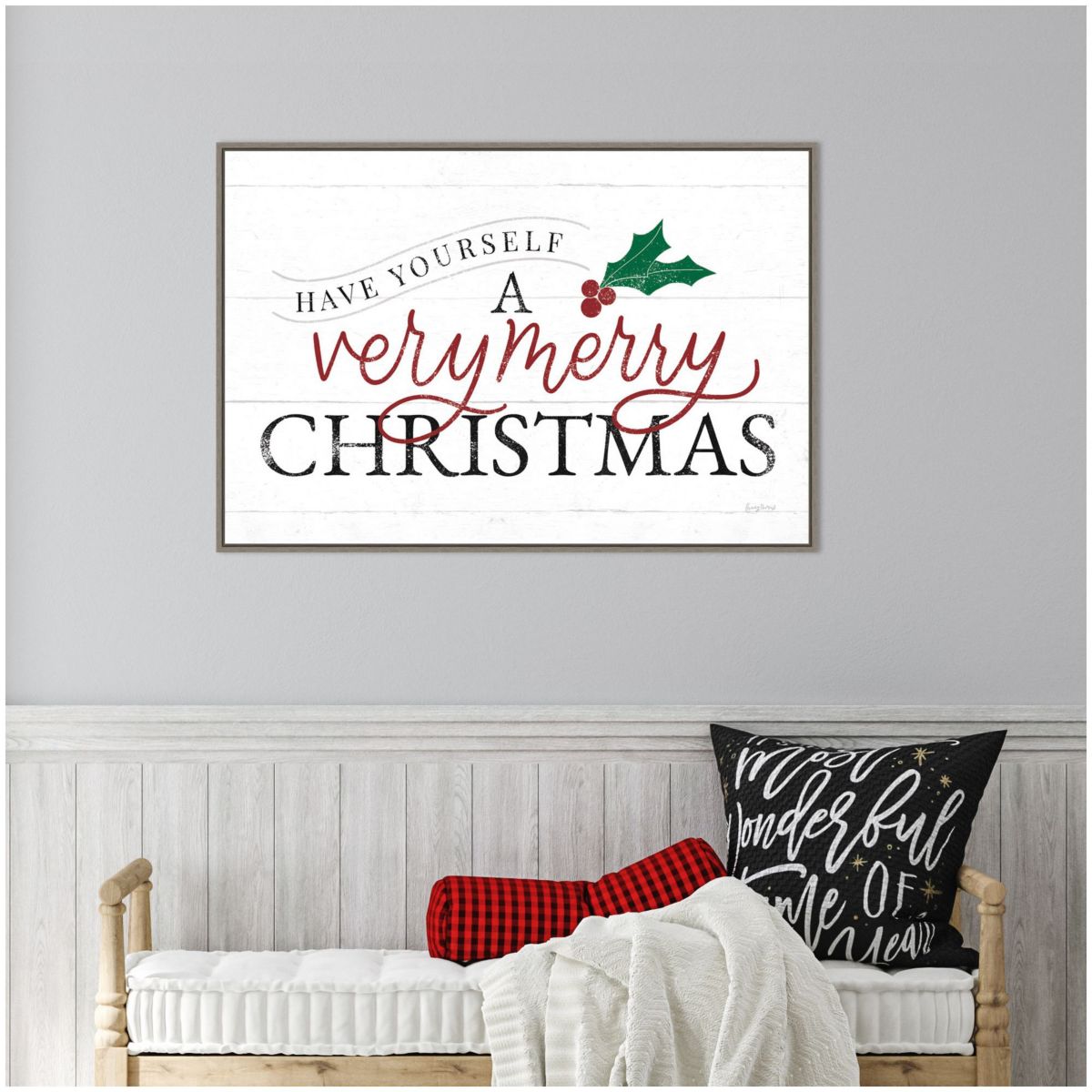 Vintage Christmas IV RG Framed Canvas Wall Art Print