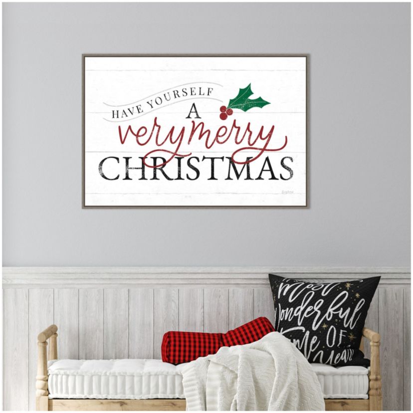 Vintage Christmas IV RG Framed Canvas Wall Art Print