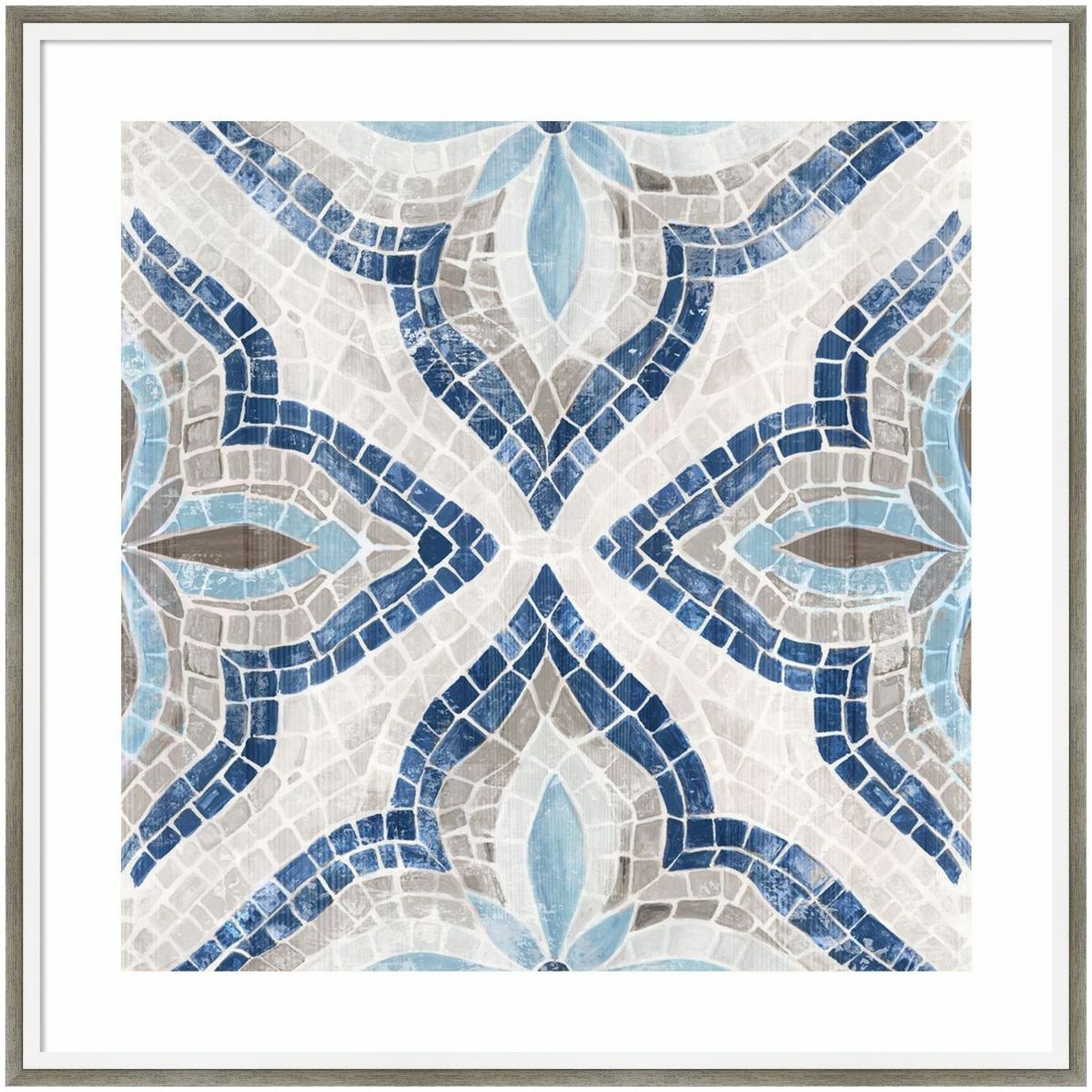 Blue Moroccan Tile by Eva Watts Wood Framed Wall Art Print