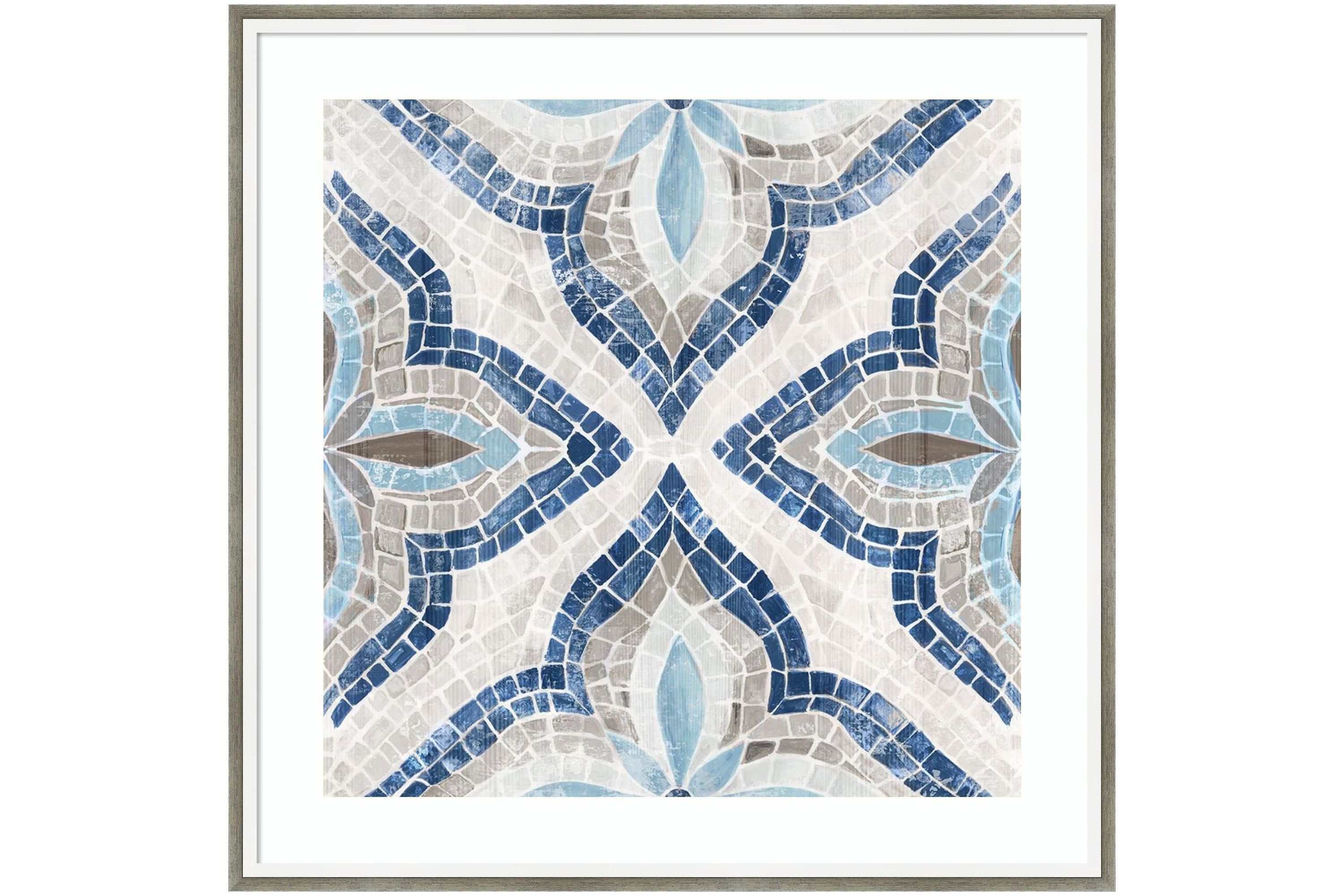 Blue Moroccan Tile by Eva Watts Wood Framed Wall Art Print