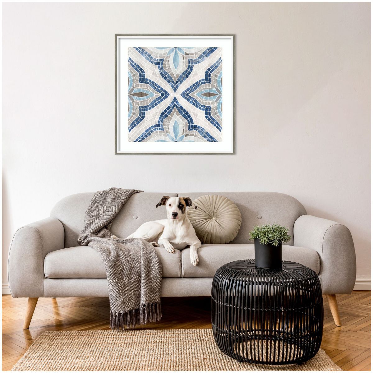 Blue Moroccan Tile by Eva Watts Wood Framed Wall Art Print