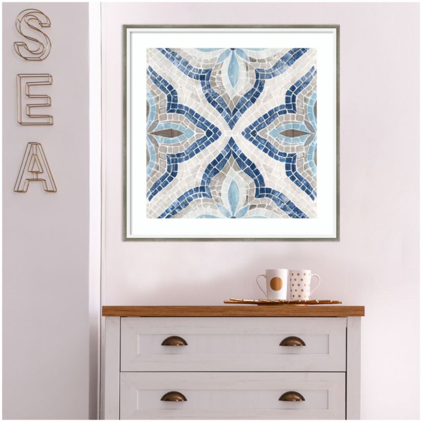 Blue Moroccan Tile by Eva Watts Wood Framed Wall Art Print