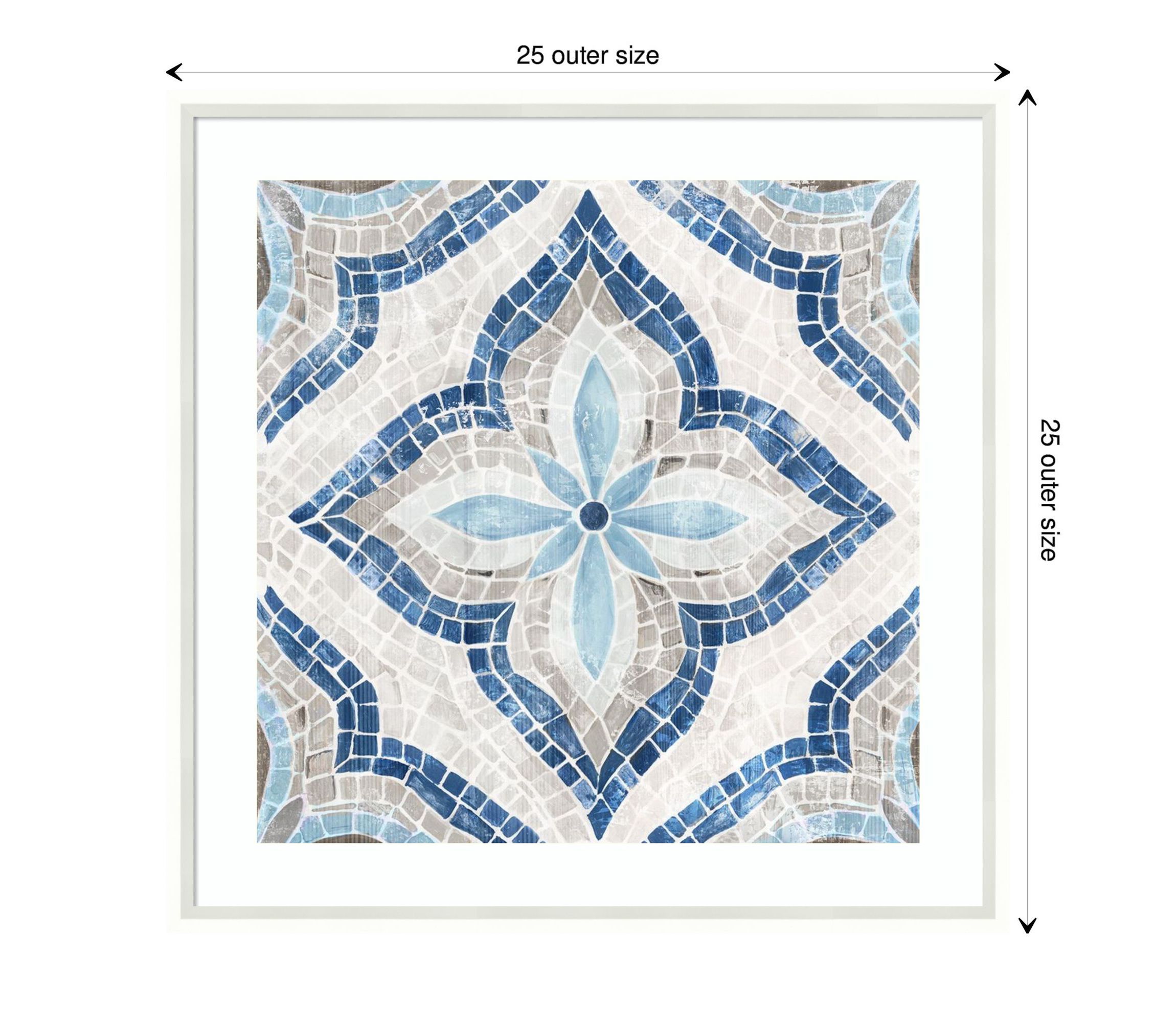 Blue Single  Moroccan Tile by Eva Watts Wood Framed Wall Art Print