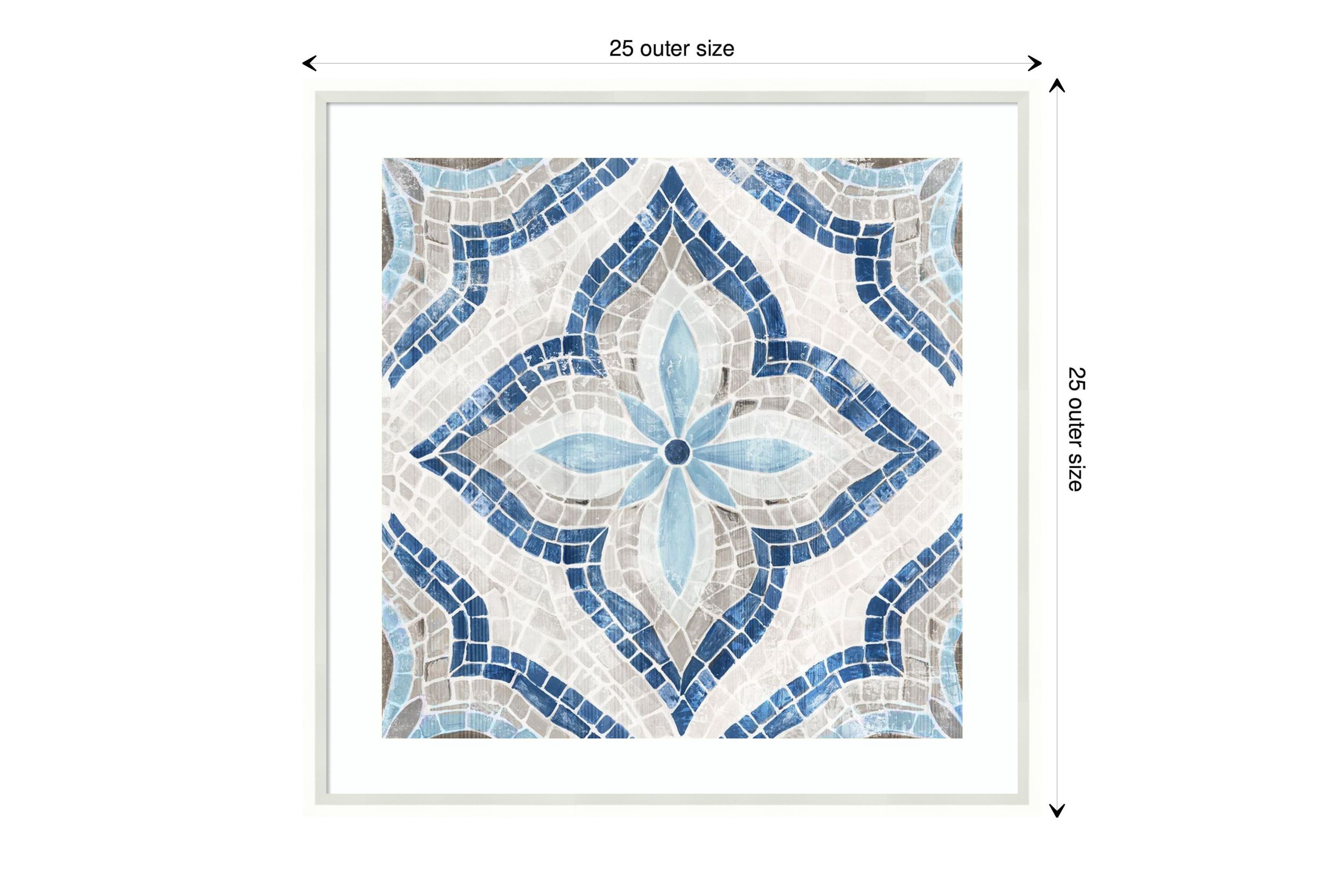 Blue Single  Moroccan Tile by Eva Watts Wood Framed Wall Art Print