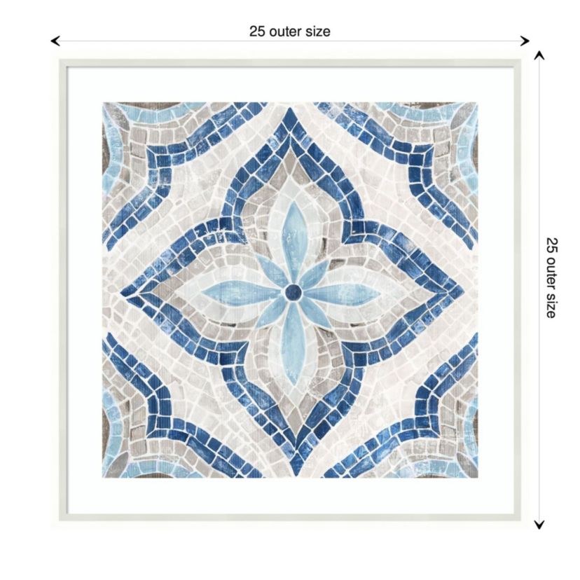 Blue Single  Moroccan Tile by Eva Watts Wood Framed Wall Art Print