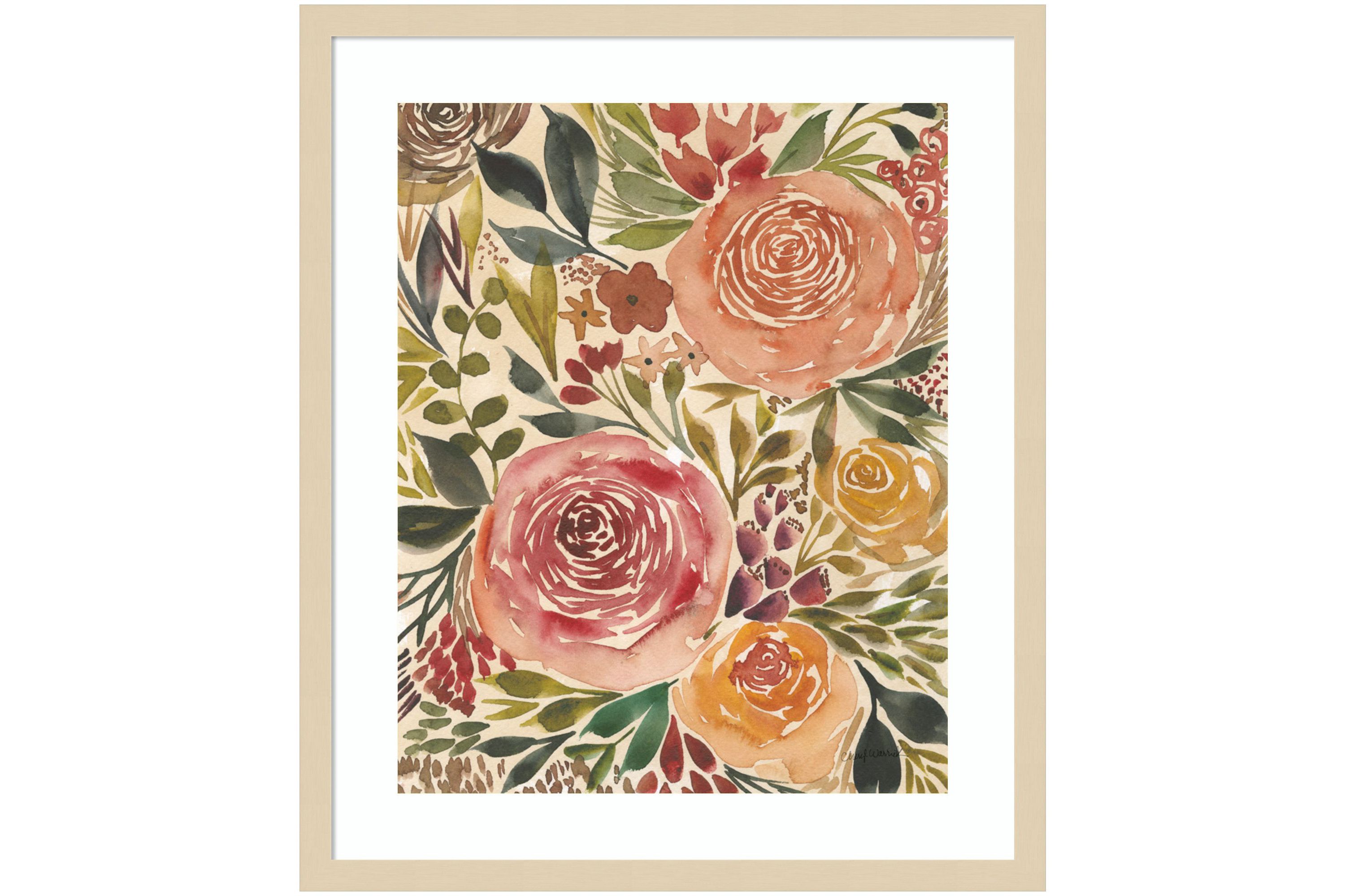 Antique Garden IV by Cheryl Warrick Wood Framed Wall Art Print