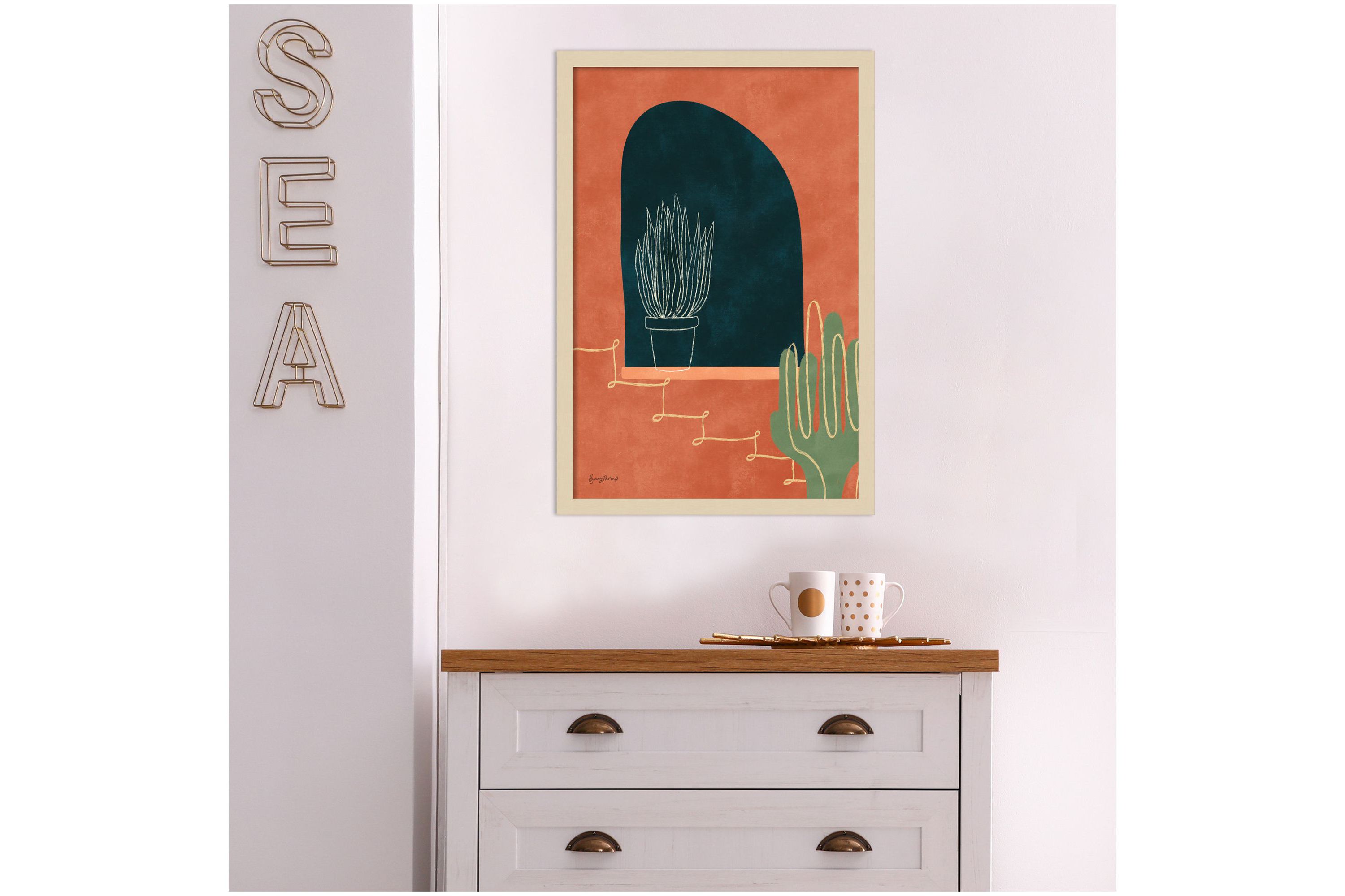 Mountainous I by Becky Thorns Wood Framed Wall Art Print