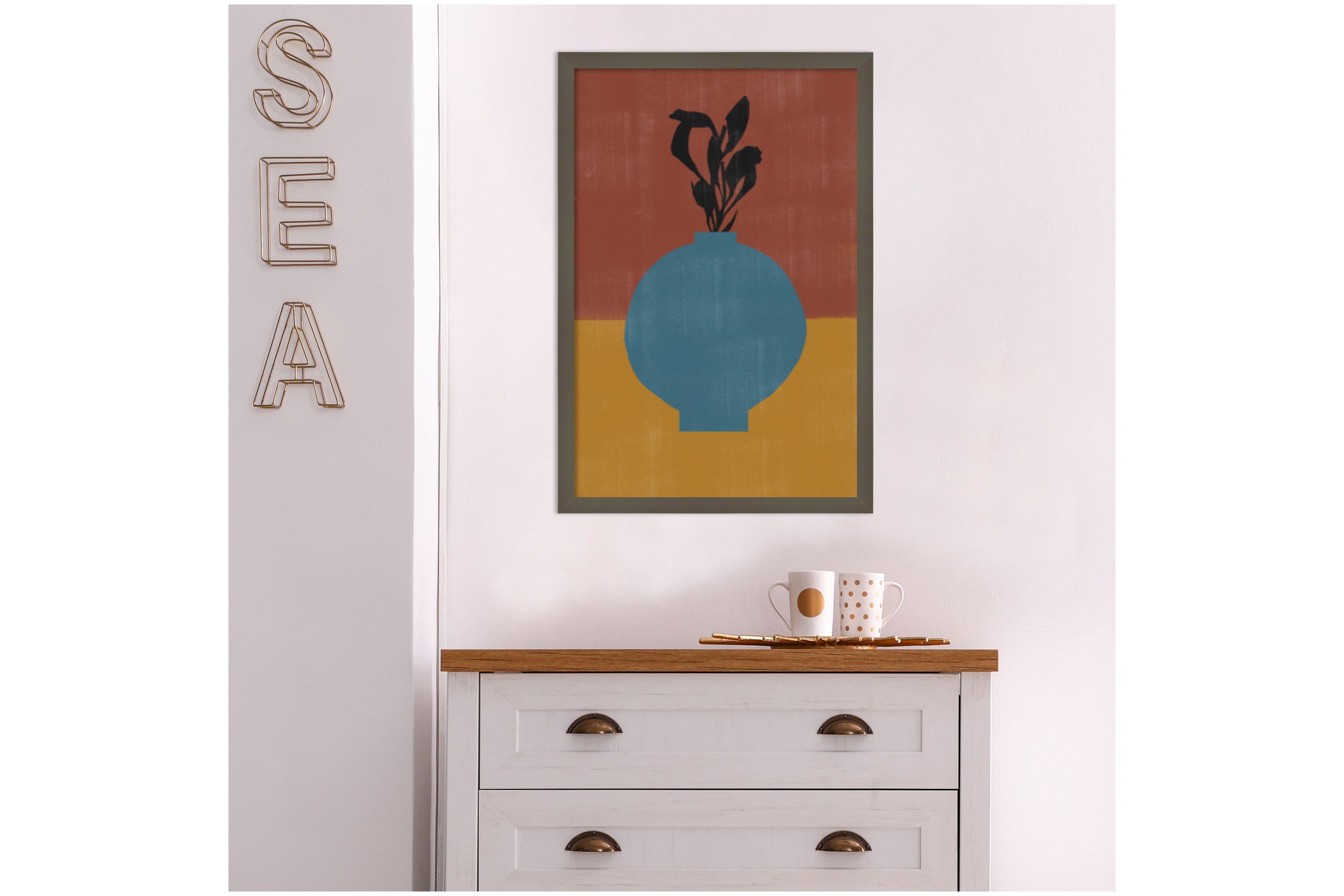 Vase No 9 by The MIUUS STUDIO Wood Framed Wall Art Print