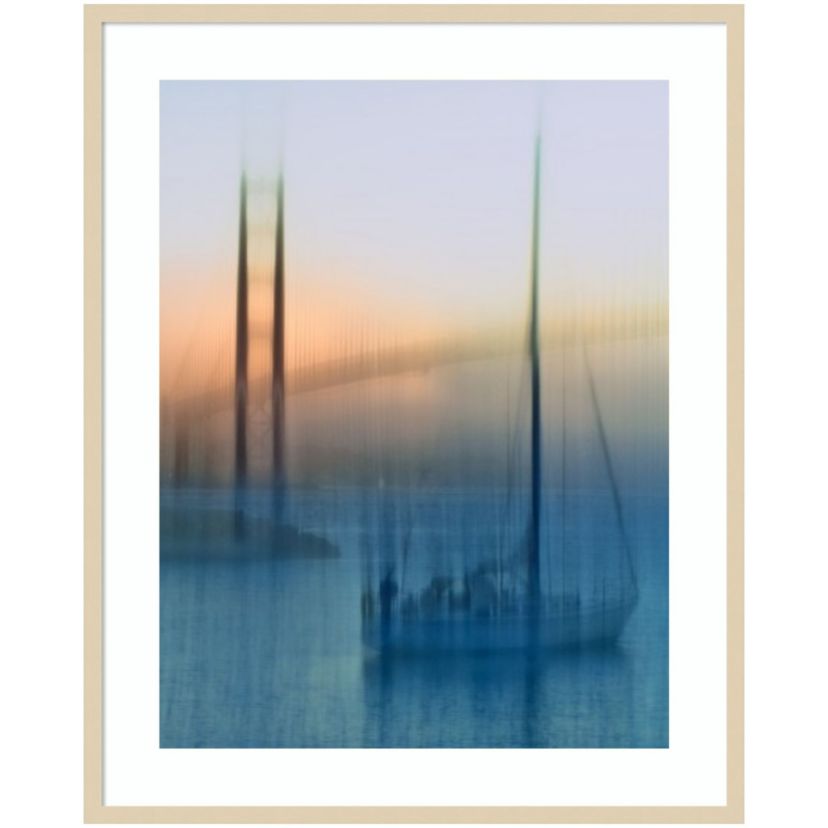 Sailboats on the Bay by Jerry Berry Wood Framed Wall Art Print