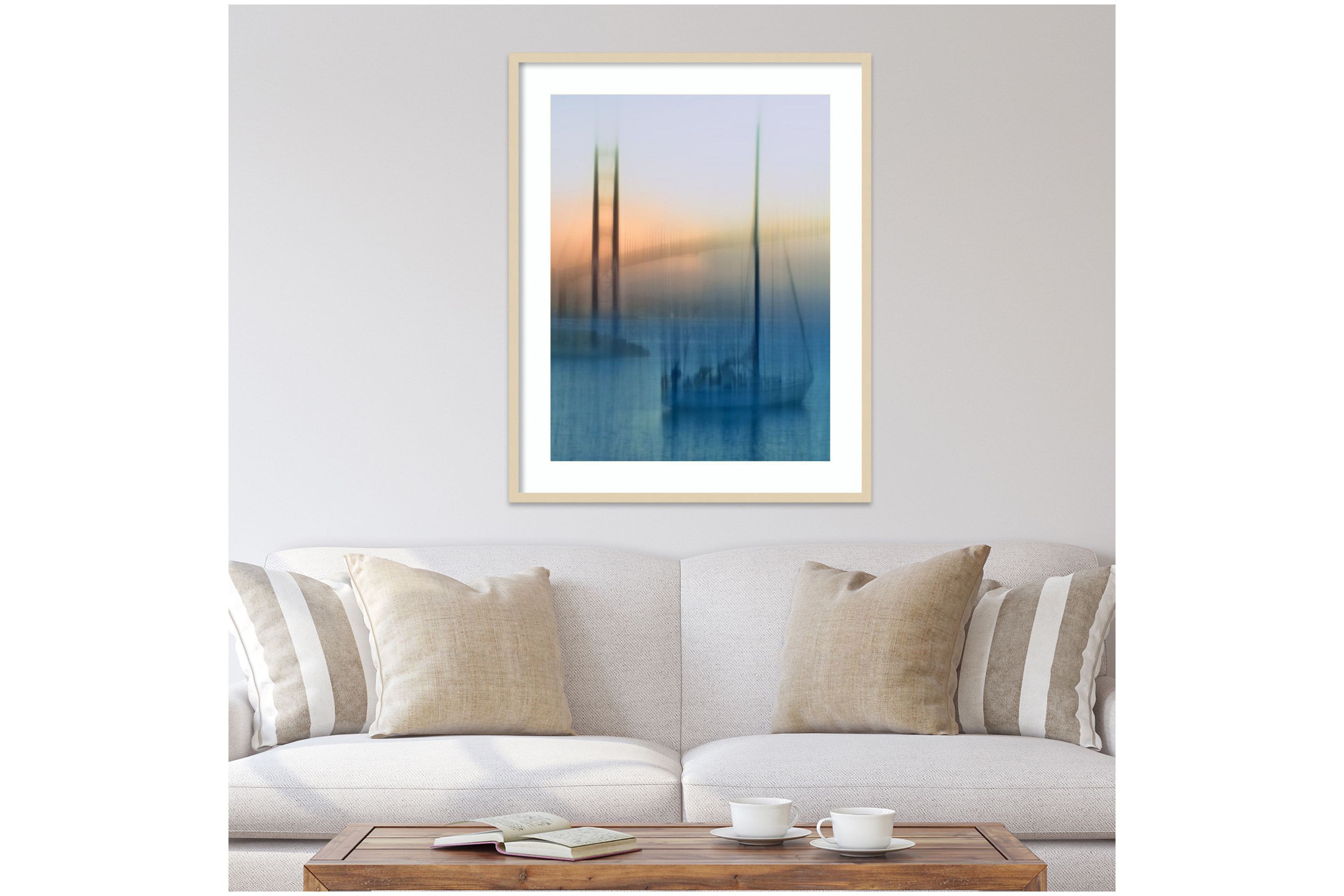 Sailboats on the Bay by Jerry Berry Wood Framed Wall Art Print