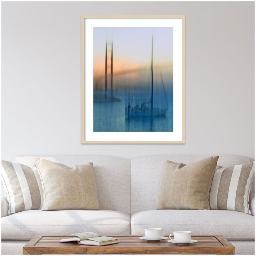 Sailboats on the Bay by Jerry Berry Wood Framed Wall Art Print
